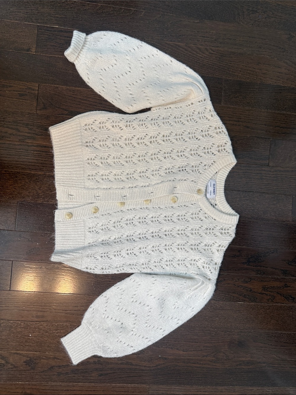Old Navy Cream Openwork Button-Up Cardigan